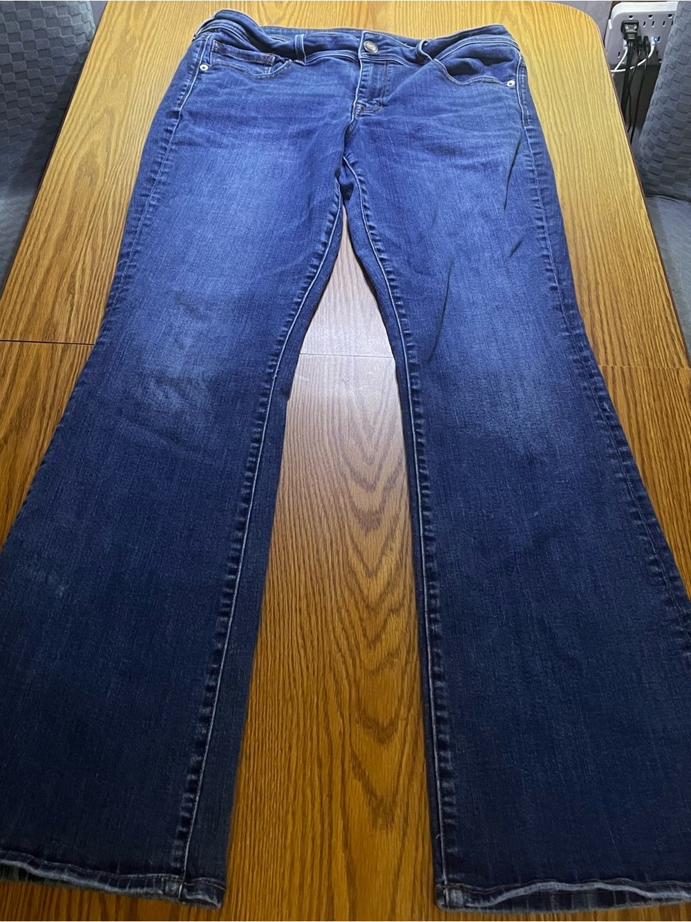 American Eagle Outfitters Kick Boot Dark Blue Boot Cut Jeans Size 14 Long
